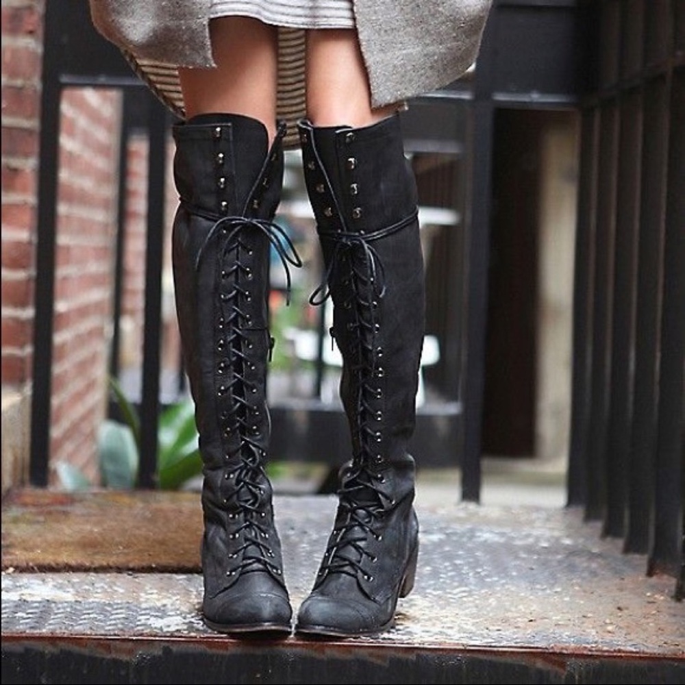 Jeffrey Campbell Joe lace up black leather boot